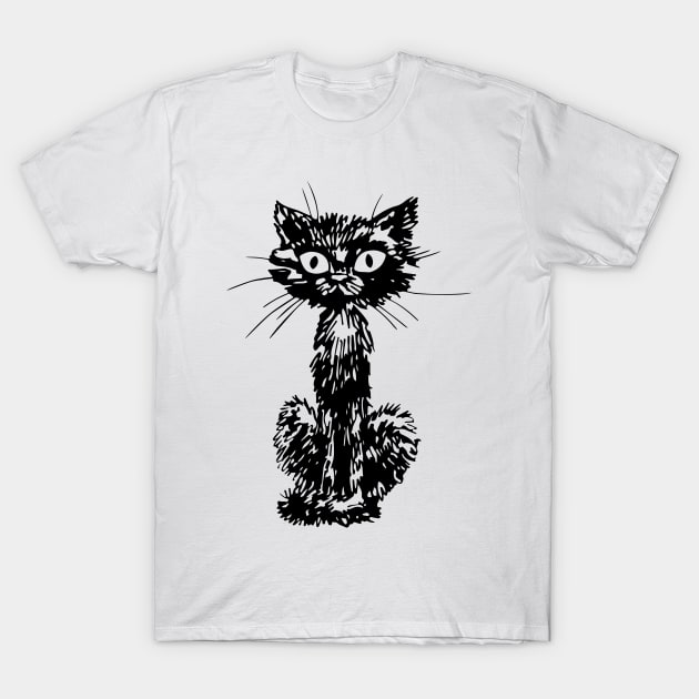 Black cat T-Shirt by katerinamk